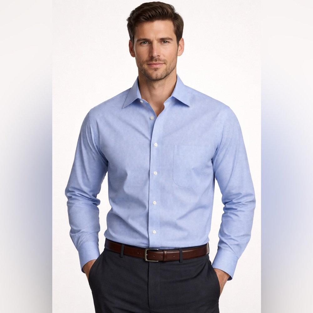 Lauren Ralph Lauren Slim Fit Non-Iron Blue Check Dress Shirt 17.5 34/35